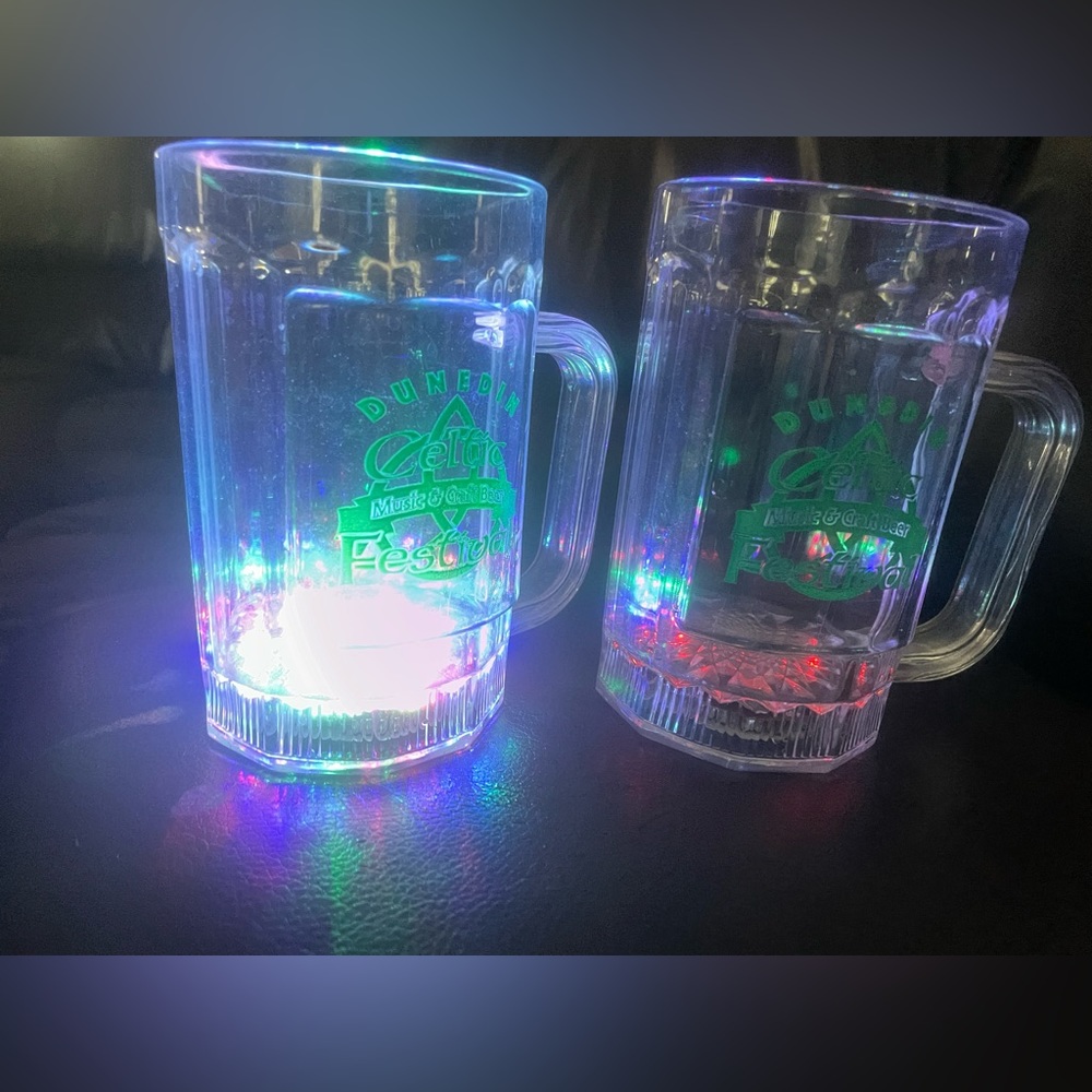 Celtic Fest LED Light Up Flashing beer mugs set of 2